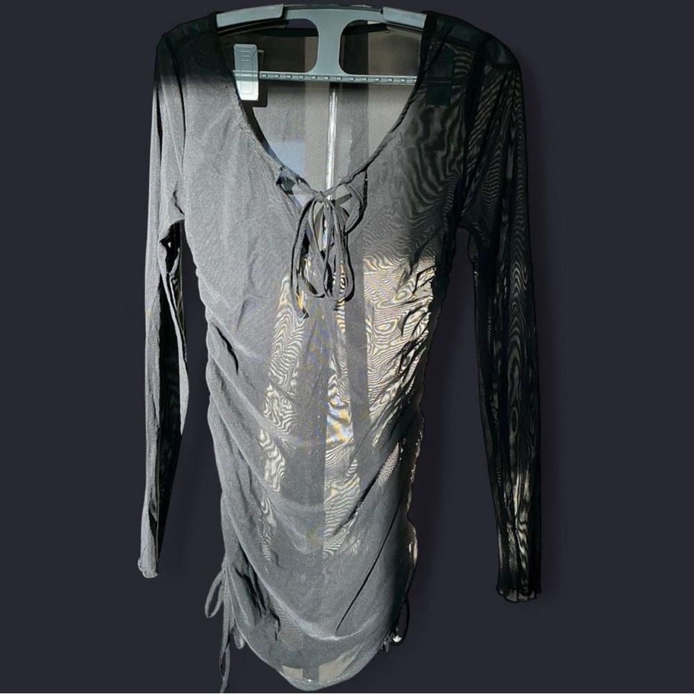 Black Mesh Bathing Suit Coverup